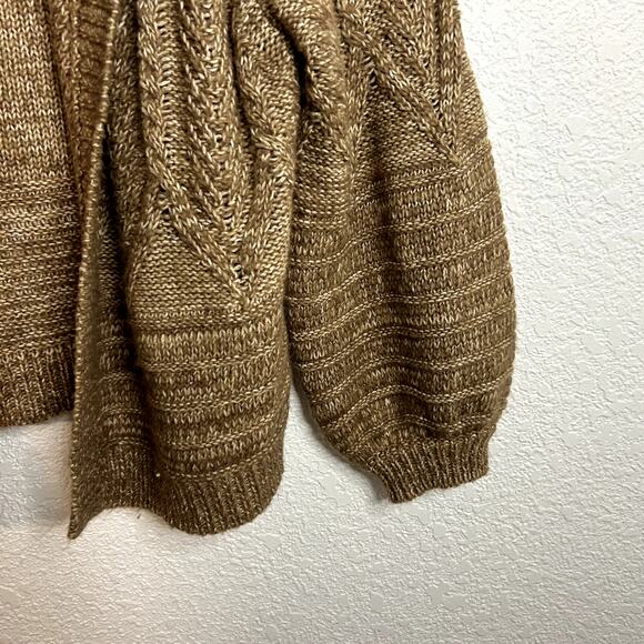 Lucky Brand Balloon Sleeve Open Cardigan Womens Size Small Wool Blend Camel - Picture 9 of 9